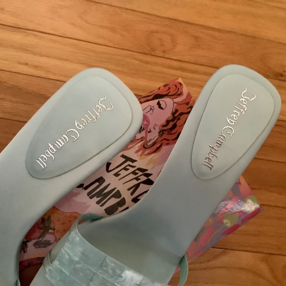 Jeffrey Campbell Abalone Slide Sandal Mint Satin SZ 10 - Picture 9 of 15